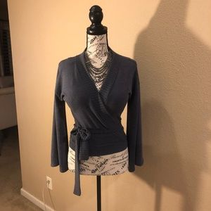 Jolie Wrap Sweater in Grey NWOT- Size LG